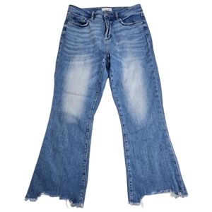 LOFT The Curvy Kick Crop Distressed Raw Hem Denim Jean Pants Sz 27 / 4
